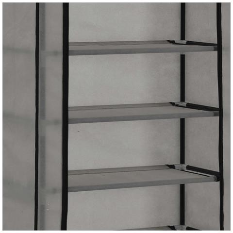 Scarpiera Con Rivestimento In Tessuto Grigio 57x29x162 Cm - Foto 2