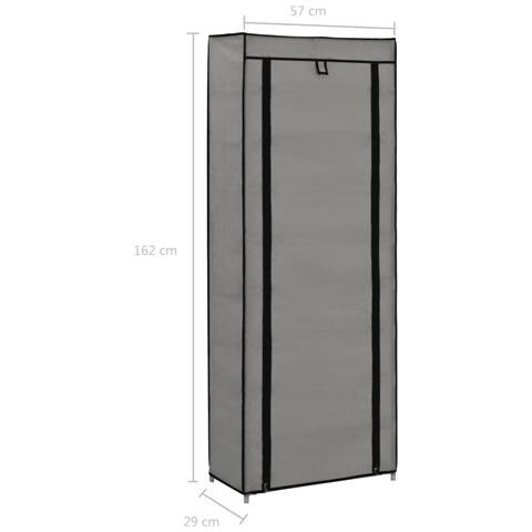Scarpiera Con Rivestimento In Tessuto Grigio 57x29x162 Cm - Foto 10