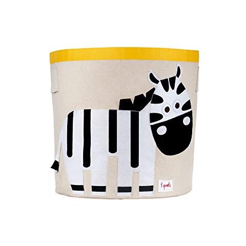 3 Germogli Ubnzeb Cotton Canvas Cesto Di Immagazzinaggio Portagiochi All'e Portaoggetti, 17 ""diam. X 17-1 / 2"" H, Multicolore (zebra)  - Foto 1