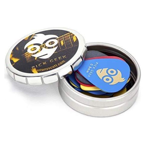 Scegli Geek Delrin (tortex) Insieme Del Selezionamento 16 Fantastico Guitar Picks Plettri Per Il Vostro Elettrico Acustico O Basso Chitarra Sottile Medio Difficile E X Heavy Presentato In Una Di Lusso Progettata Metallo Pocket Box - Foto 1