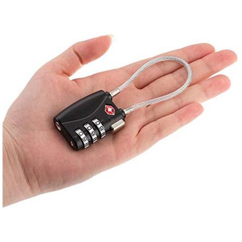 Tsa Approvato Deposito Locks Viaggi Serrature 3 Cifre Combinazione Flessibile Cavo Lucchetto Per Bagagli Valigia Zaino Borsa Per Computer Portatile Cerniere Piccolo Lucchetto Di Combinazione Per La Palestra Armadietti (nero)  - Foto 2