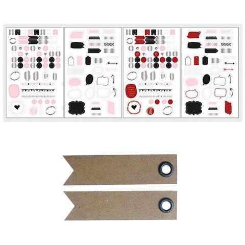 Adesivi Per Bullet Journal - Bianco, Rosso, Nero + 20 Etichette Kraft Con Gagliardetto - Foto 1