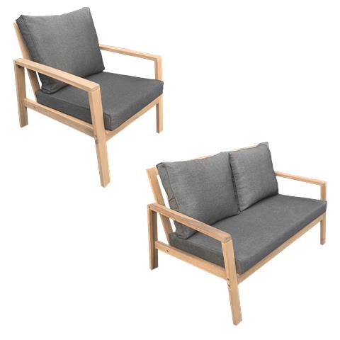 Set Di Mobili Da Giardino In Acacia Gili 4 Posti - Cuscini Grigi - Foto 12