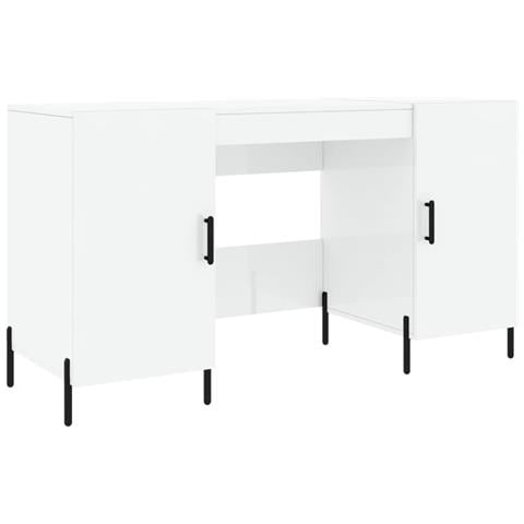 Scrivania Bianco Lucido 140x50x75 Cm In Legno Multistrato - Foto 1