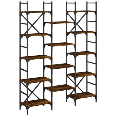 Libreria Rovere Fumo 127,5x28,5x172,5 Cm In Legno Multistrato - Foto 2