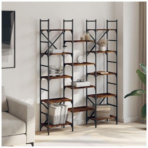 Libreria Rovere Fumo 127,5x28,5x172,5 Cm In Legno Multistrato - Foto 3