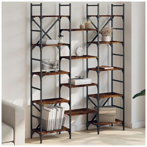 Libreria Rovere Fumo 127,5x28,5x172,5 Cm In Legno Multistrato - Foto 1