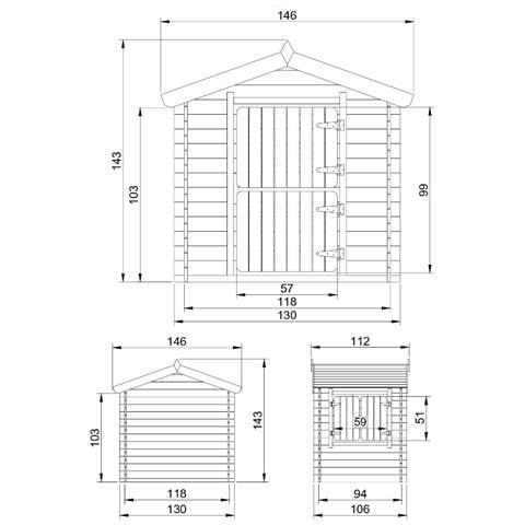 Casetta Legno Per Bambini - Casetta Giocattolo Per Bambini - L112xl146xa145cm / 1,1m2 - Casetta Da Gioco Da Esterno - Casetta Da Giardino Timbela M516-1 - Foto 2