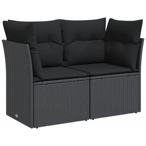 Divano Da Giardino Con Cuscini A 2 Posti Nero In Polyrattan - Foto 2