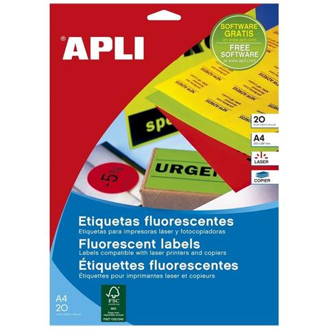 Adesivi /etichette Apli Giallo 38,1 X 21,2 Mm 20 Foglie - Foto 1