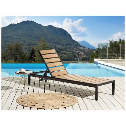 Lettino Da Giardino Alluminio Anodizzato Legno Chiaro E Nero Nardo - Foto 1