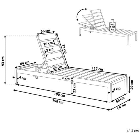 Lettino Da Giardino Alluminio Anodizzato Legno Chiaro E Nero Nardo - Foto 7