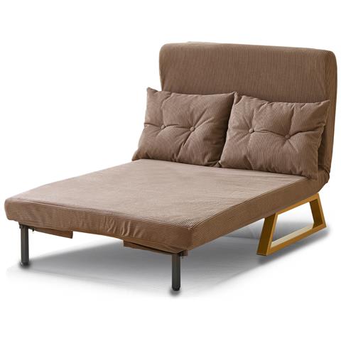 Poltrona Letto Reclinabile 2 Posti Chaise Lounge In Velluto Convertibile Marrone - Foto 2