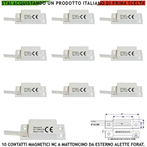 Sensore Magnetico Per Esterno 10 Pezzi Alette Di Fissaggio Contatto Reed Nc Sottovuoto Sensibilità Magnetica 13 Mm Ten - Foto 1