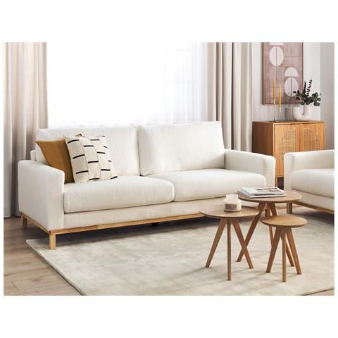 Divano 3 Posti Siggard Bouclé Bianco - Foto 1