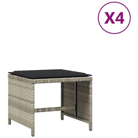 Sgabelli Giardino Cuscini 4pz Grigio Chiaro 40x40x35 Polyrattan - Foto 2