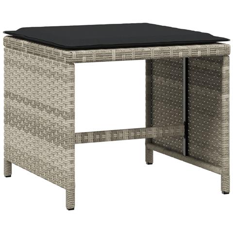 Sgabelli Giardino Cuscini 4pz Grigio Chiaro 40x40x35 Polyrattan - Foto 3