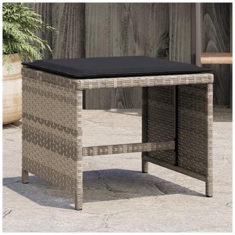 Sgabelli Giardino Cuscini 4pz Grigio Chiaro 40x40x35 Polyrattan - Foto 1