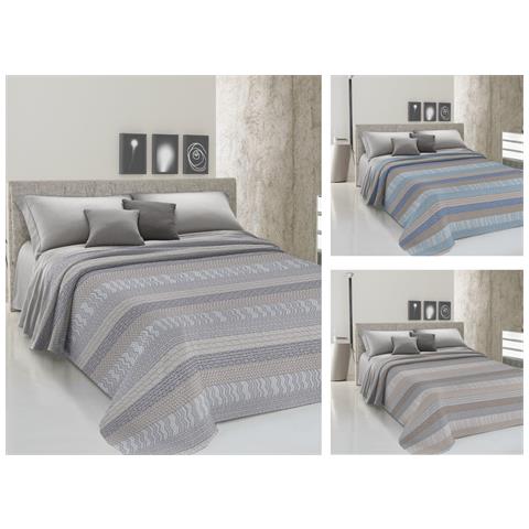 Copriletto Piquet Primavera Estate 100% Cotone Disegno Azteco Singolo Azzurro - Foto 2