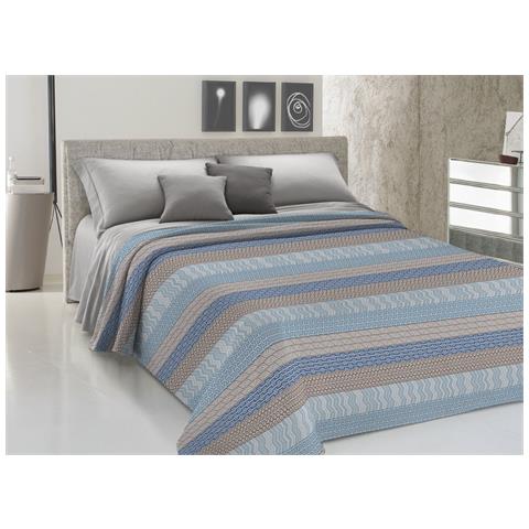 Copriletto Piquet Primavera Estate 100% Cotone Disegno Azteco Singolo Azzurro - Foto 1