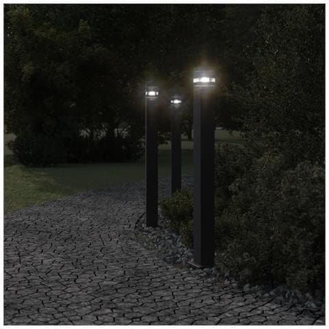 Lampada Da Terra Per Esterni Con Presa Nera 110 Cm Alluminio - Foto 3