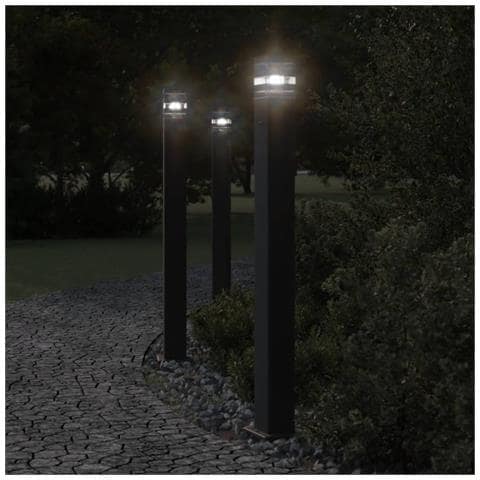 Lampada Da Terra Per Esterni Con Presa Nera 110 Cm Alluminio - Foto 1
