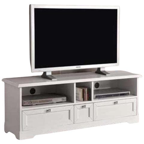 Porta Tv 3 Cassetti In Legno Arte Povera Bianco Opacol. 139 P. 40 H. 51 - Foto 1