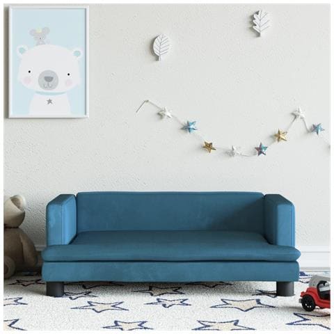 Divano Per Bambini Blu 80x45x30 Cm In Velluto - Foto 1