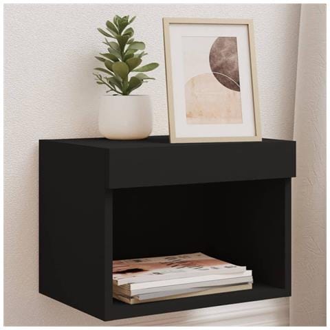 Comodino Con Luci Led A Parete Nero - Foto 1