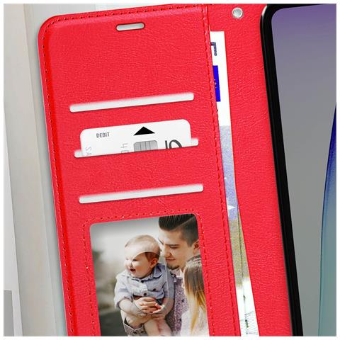 Custodia A Libro Per Xiaomi Redmi 14c Con Cinghia A Mano, Rosso - Foto 5