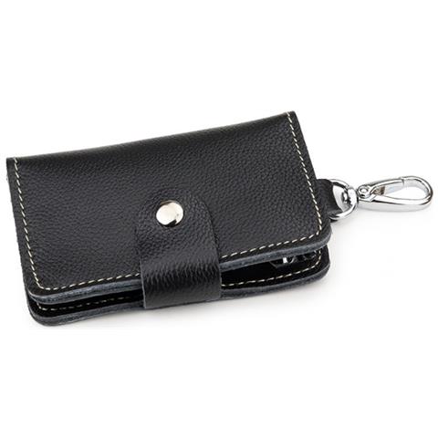 Portafoglio Portachiavi In Pelle Da Uomo - Organizer Per Chiavi Sottile E Compatto Black - Foto 2