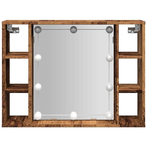 Mobile a Specchio LED Legno Antico 76x15x55 cm Multistrato - Foto 2