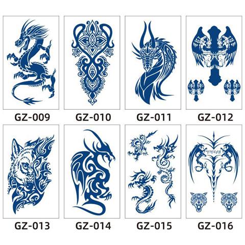 Adesivo Per Tatuaggio Temporaneo, Disegno Floreale Blu   4 - Foto 7