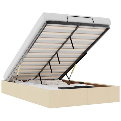 Struttura Letto Pouf Senza Materasso Crema 120x200 Cm Tessuto - Foto 2