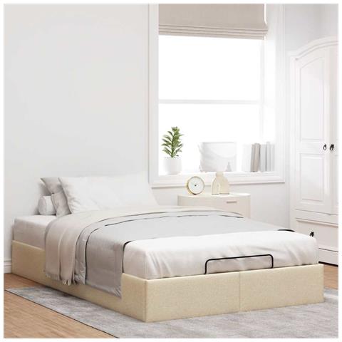 Struttura Letto Pouf Senza Materasso Crema 120x200 Cm Tessuto - Foto 3