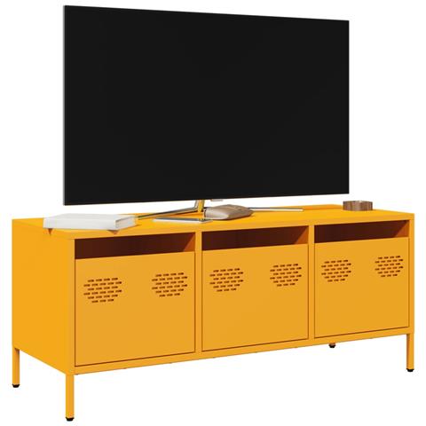 Mobile Tv Giallo Senape 101,5x39x43,5 Cm In Acciaio - Foto 1