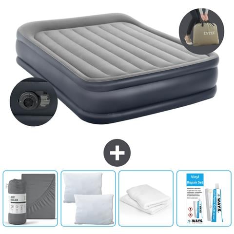 Set Materassino Gonfiabile - 203x152x42 Cm - Blu Scuro - Include Accessori Coordinati Cb19 - Foto 1