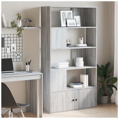Lusso Casadino -  Libreria Grigio Sonoma 100x36x189 Cm In Legno Multistrato - Foto 8