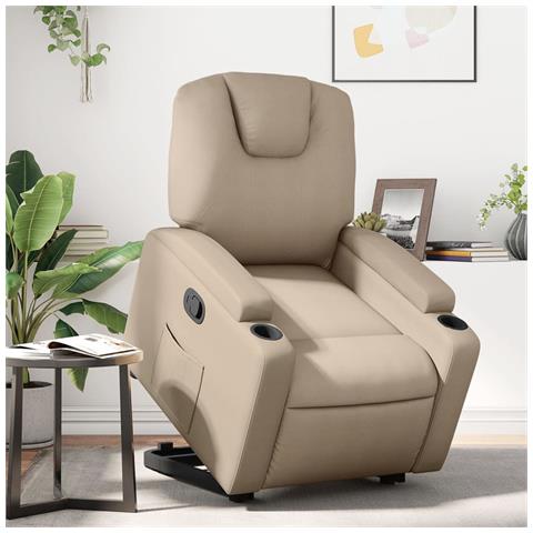 Poltrona Alzapersona Reclinabile Cappuccino in Similpelle - Foto 2