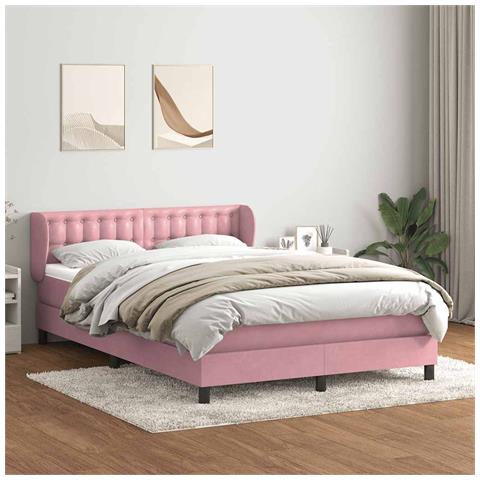Giroletto a Molle con Materasso Rosa 140x220 cm in Velluto - Foto 2