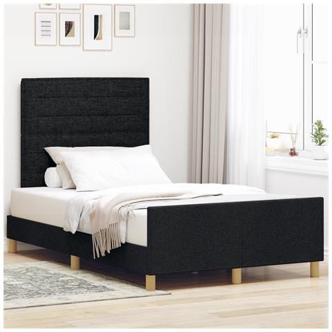 Letto Nero 120x190 cm in Tessuto - Foto 2