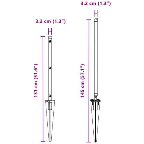 Pali per recinzione con picchetto 7 pcs Ø32 mm 100 cm Acciaio zincato - Foto 9