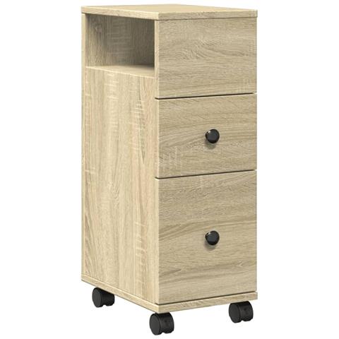 Mobile da Bagno Stretto con Ruote Rovere Sonoma in Truciolato - Foto 1