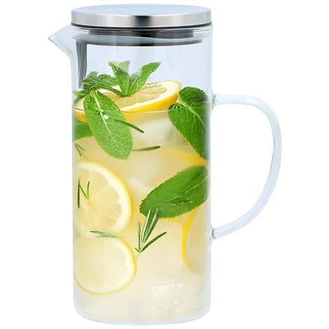 Brocca In Vetro Borosilicato 1.3l Coperchio Ermetico Con Filtro, Trasparente - Foto 5