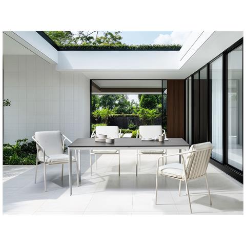 Tavolo Da Pranzo Da Giardino Sovareto 180 Cm 90 Cm Effetto Pietra Grigio Scuro - Foto 1