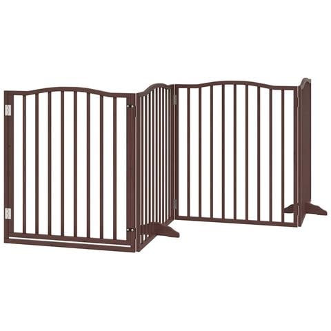 Cancello Cani Porta Pieghevole Marrone 4 Pannelli 320cm Pioppo - Foto 1