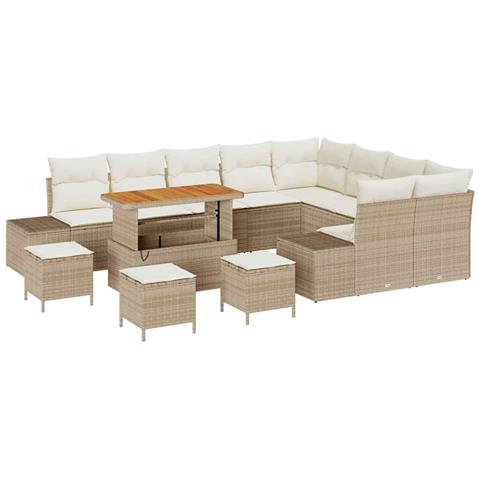Set Divano da Giardino 12 pcs Beige e Crema 110 x 55 x 71 cm - Foto 1