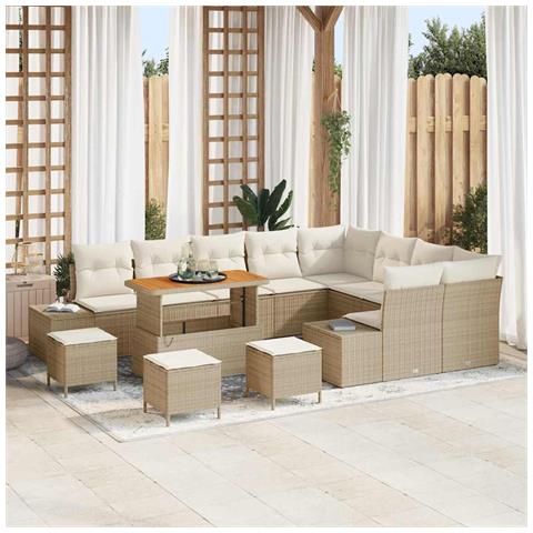 Set Divano da Giardino 12 pcs Beige e Crema 110 x 55 x 71 cm - Foto 2