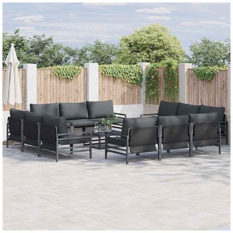 Set Divano da Giardino 13 pcs Antracite Acciaio - Foto 2