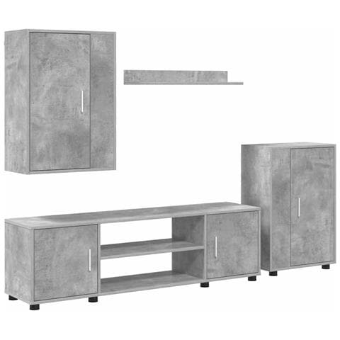 Set di mobile TV da 4 pezzi 4 pcs Grigio cemento - Foto 1